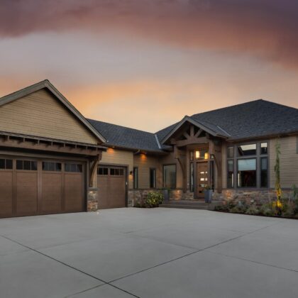 Beautiful Luxury Home Exterior at Sunset